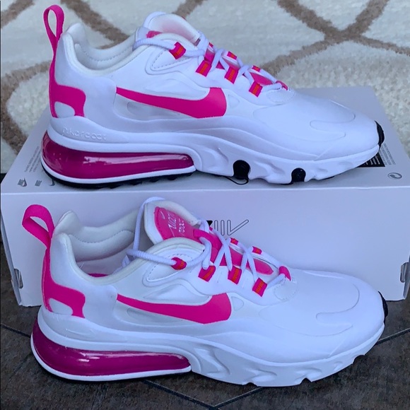 NIKE W AIR MAX 270 REACT WHITE/FIRE PINK-TEAM ORAN - Picture 2 of 16